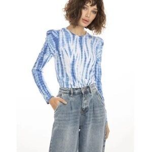Generation Love Josephine Indigo Puff Sleeve Long Sleeve Top NWT size small